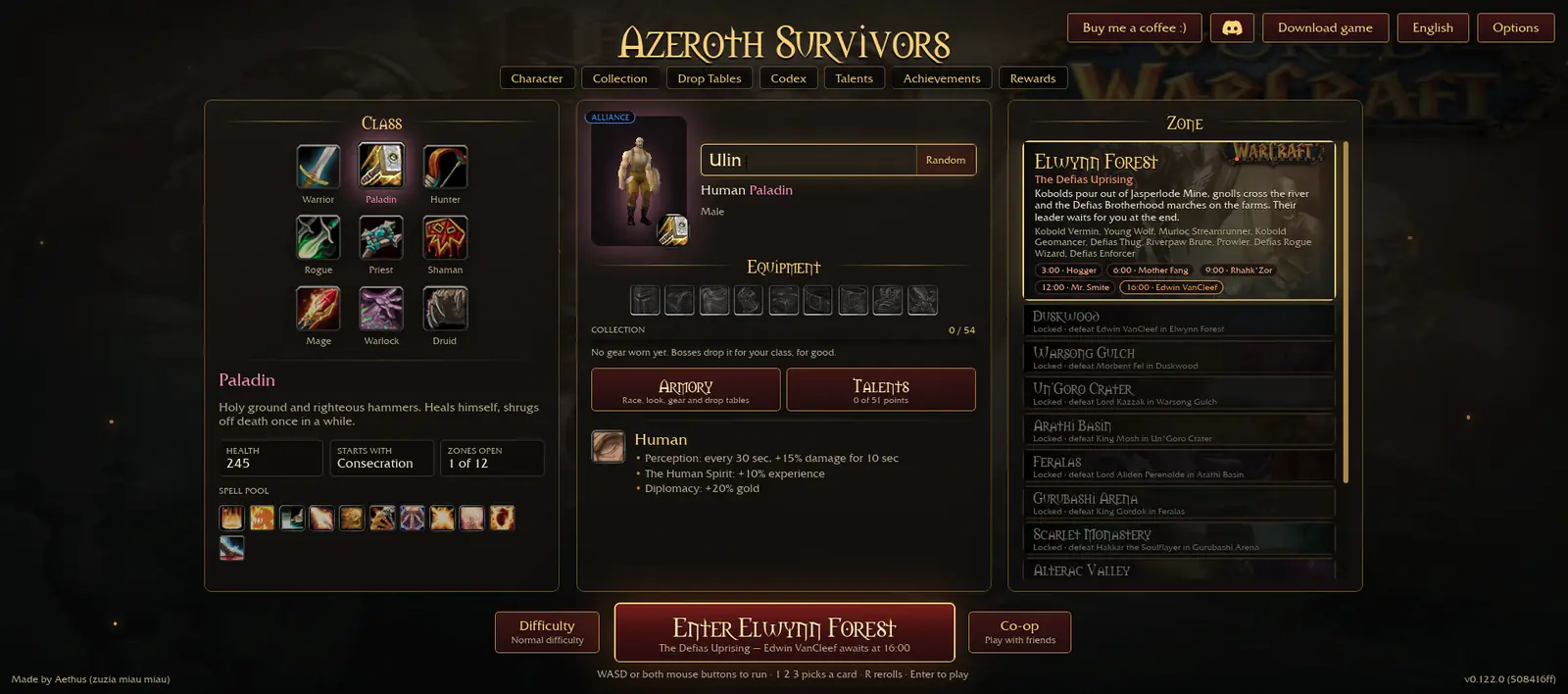Official Paladin card showing 245 HP and Consecration